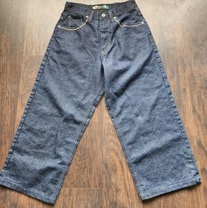 Y2K Southpole Green Tab Jeans Dark Blue Wash Denim Baggy Mens